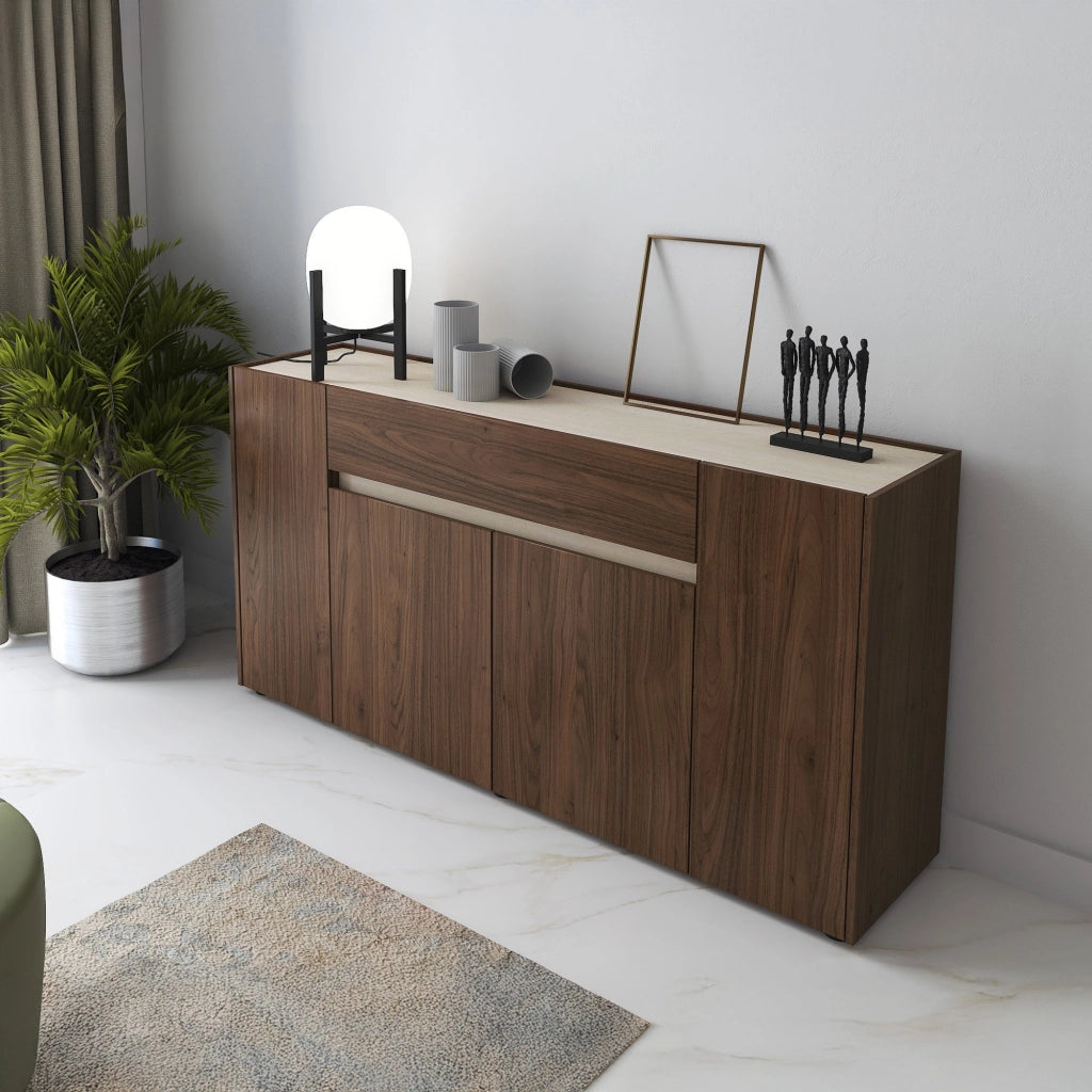 Madia Cirimido, Credenza un Cassetto, 170x40x85h cm Marrone Noce