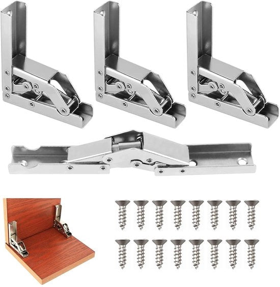 Kit di supporti a cardano in acciaio di alta qualità - 90/180 gradi - pieghevoli - supporto di tavolo occultabile - 4 pezzi - 16 viti di fissaggio - cardano