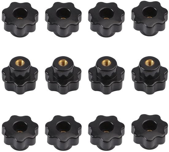 Set di Viti a Guscio con Fermo a M5 x 12 mm - Nero - Polimerico - Foro Continuo - Kit con Viti a Guscio in Ottone con Viti a Guscio Femmina - Attrezzatura Meccanica