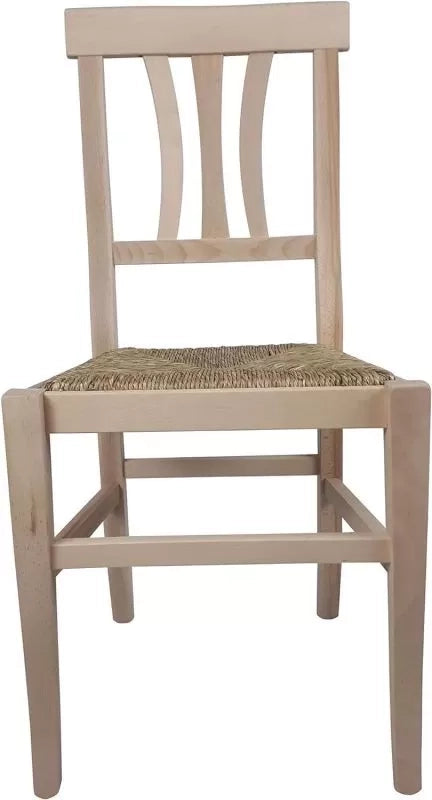 Set 2 sedie cucina classico legno grezzo seduta paglia 40x44x88 - Mobili 2G