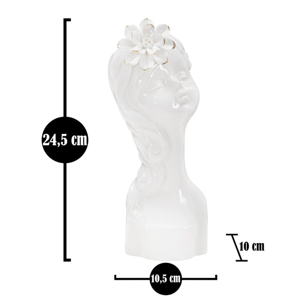 Vaso Decorativo Viso 34, Bianco, Porcellana, 10,5x10x24,7 cm