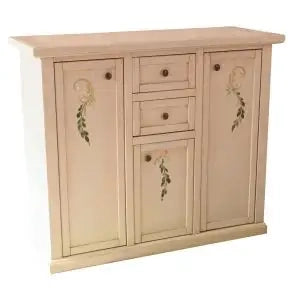 Credenza madia buffet modena in legno Shabby chic avorio anticato decorato edera 3 ante 2 cassetti