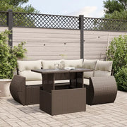 Set Divano da Giardino 5 pz con Cuscini Marrone in Polyrattan 3268513