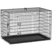 Gabbia Trasporto Cane Pieghevole in Acciaio 2 Porte ¨C Zephmum ¨C Nero 106x71.5x76 cm