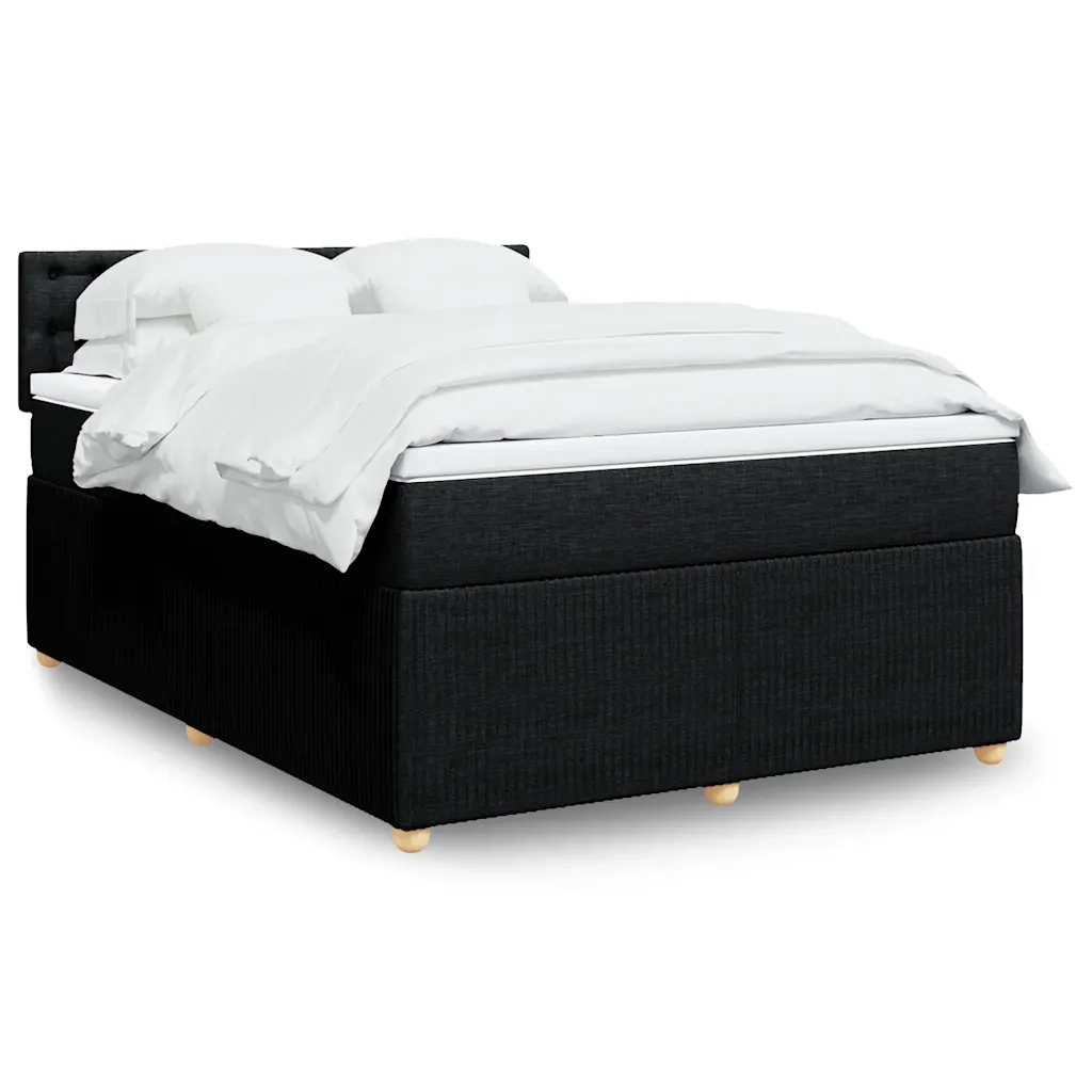 Giroletto a Molle con Materasso Nero 140x190 cm in Tessuto