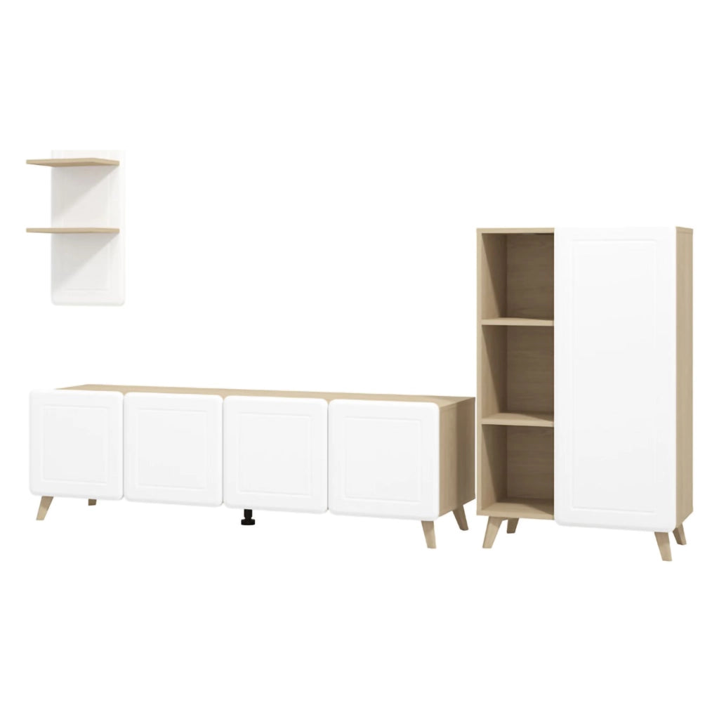 Colverde, set Mobili da Soggiorno Modulabile, Bianco