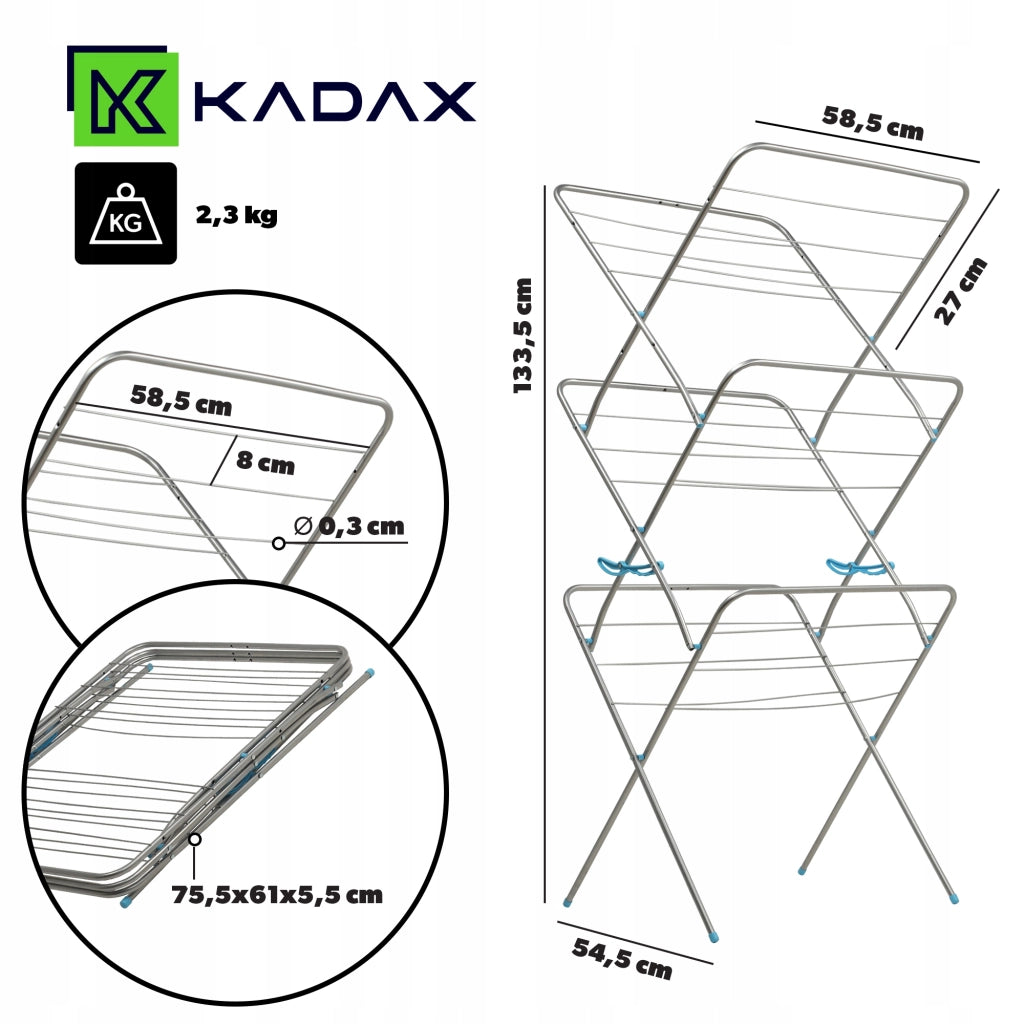 Stendibiancheria verticale da balcone KADAX, 15 m, per biancheria intima, 3 livelli