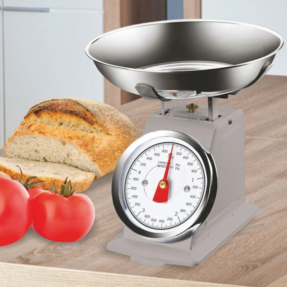 Bilancia Meccanica Analogica da Cucina in Metallo Atlas Vintage 5Kg Grigio
