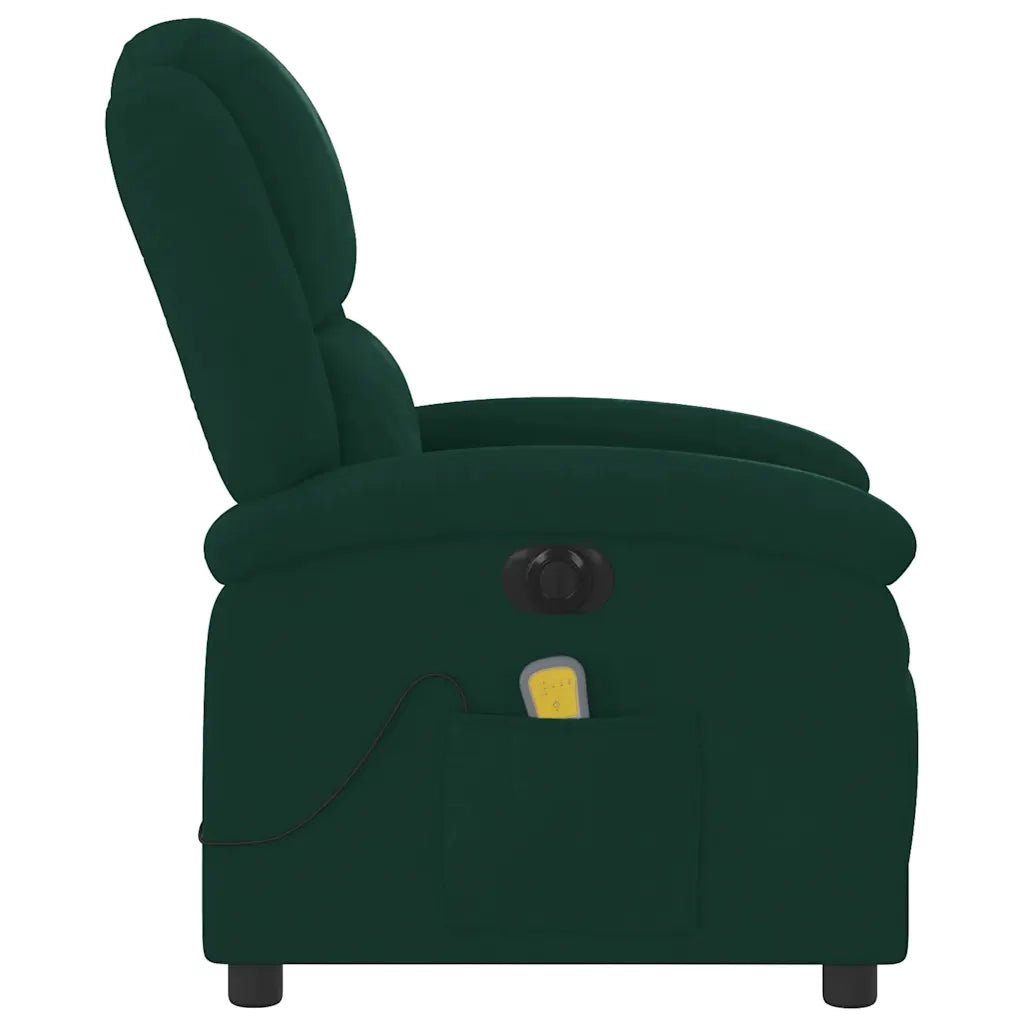 Poltrona Massaggiante Reclinabile Elettrica Verde Scuro Velluto 3204291