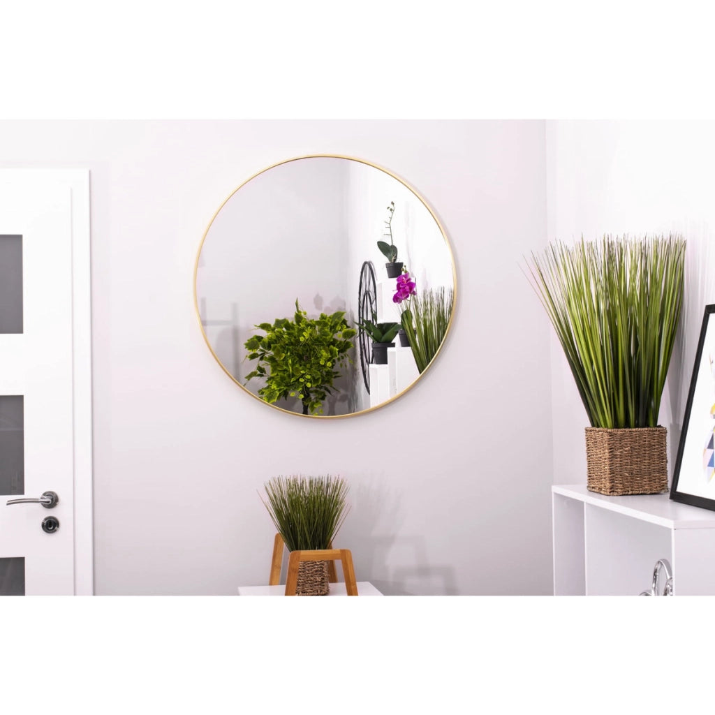Specchio rotondo design moderno con cornice dorata 80 cm