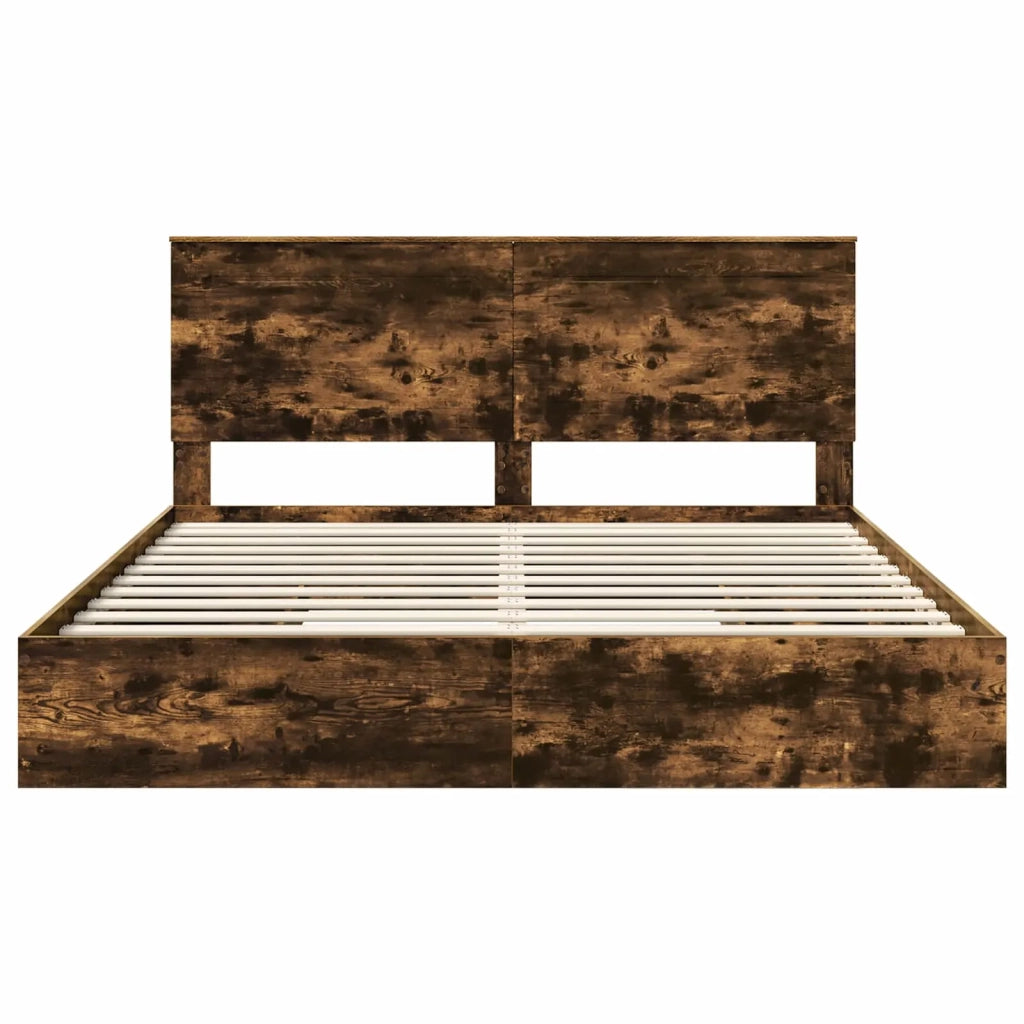 Letto con Contenitore con testiera Rovere fumé 180 x 200 cm 3409528