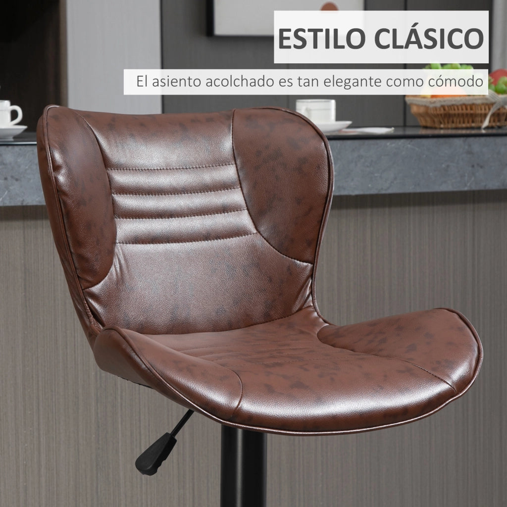 Sgabello Alto Girevole Regolabile ¨C Xylo ¨C Ecopelle Marrone con Schienale e Poggiapiedi 46,5x54x88-108cm