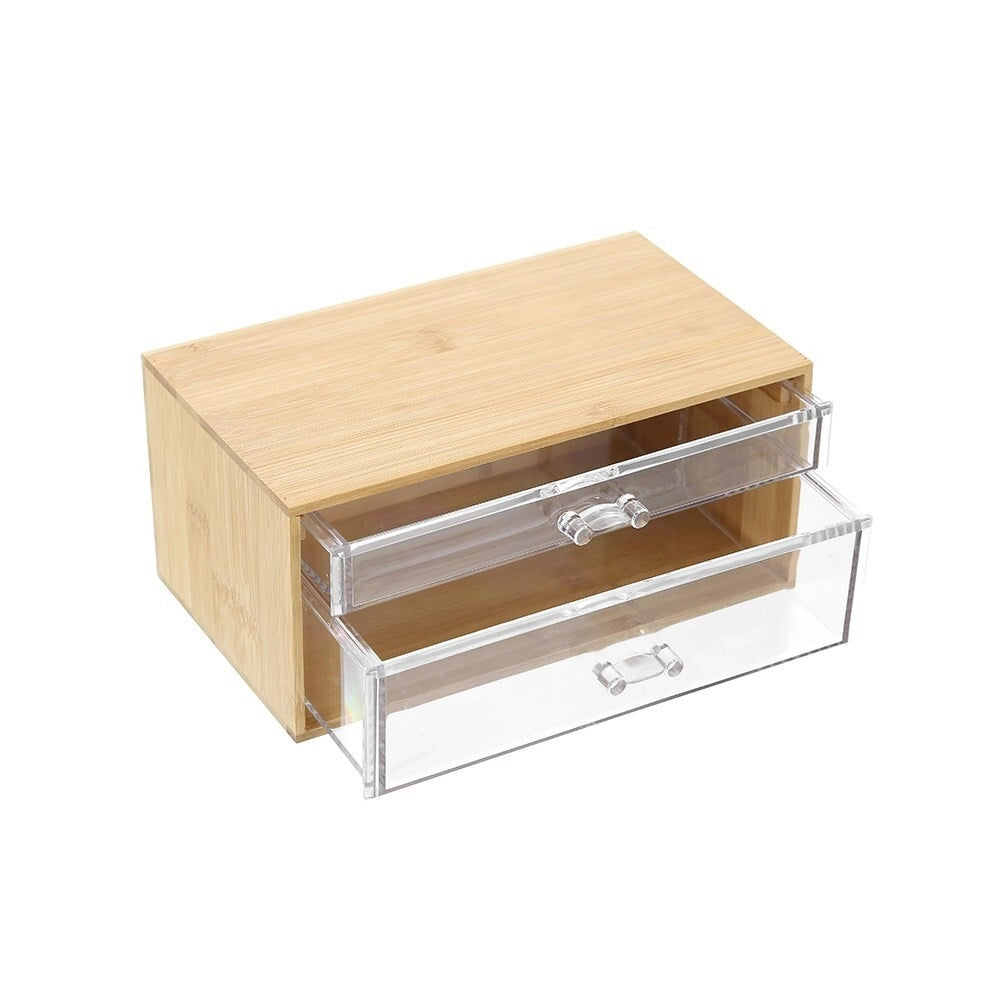 Trade Shop - Porta Gioielli Cosmetici Con 2 Cassetti Forme Diverse Organizer Legno 24.3x15.3x11cm 10831 -