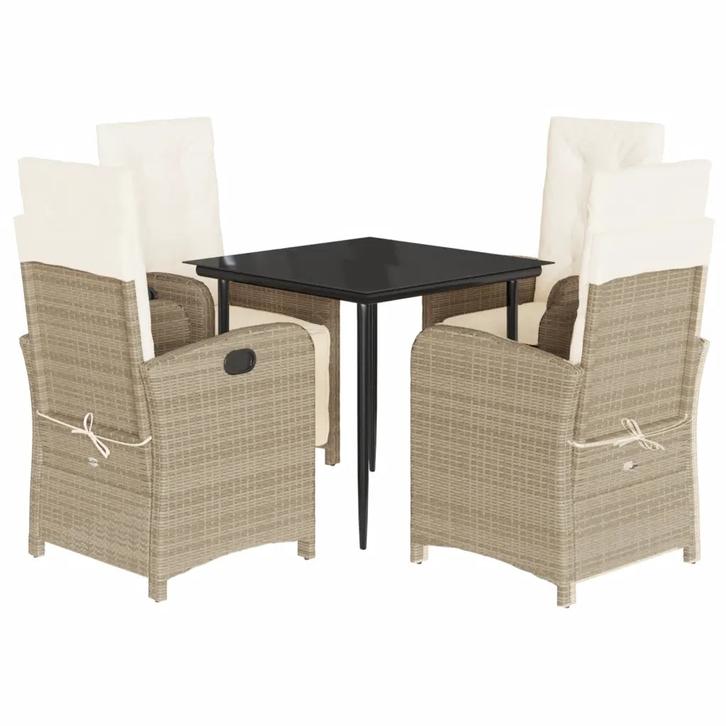 Set da Pranzo da Giardino 5 pz con Cuscini Beige in Polyrattancod mxl 113399