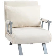 Poltrona Letto 2 in 1 con Schienale Inclinabile in 5 Posizioni, 65×69×82cm, Beige