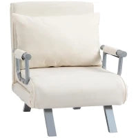 Poltrona Letto 2 in 1 con Schienale Inclinabile in 5 Posizioni, 65×69×82cm, Beige