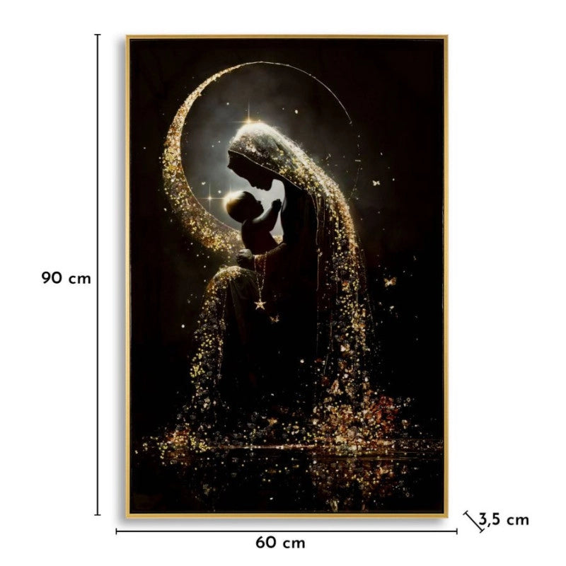 Stampa Decorata Su Tela Laccata Con Cornice Maternity -a- cm 60x3,5x90