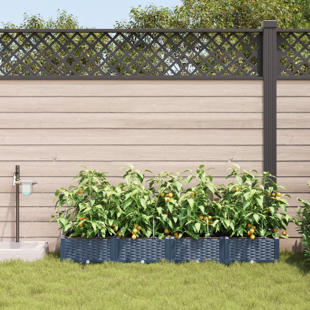 Fioriere da Giardino con Sistema di Irrigazione 4 pz Grigio