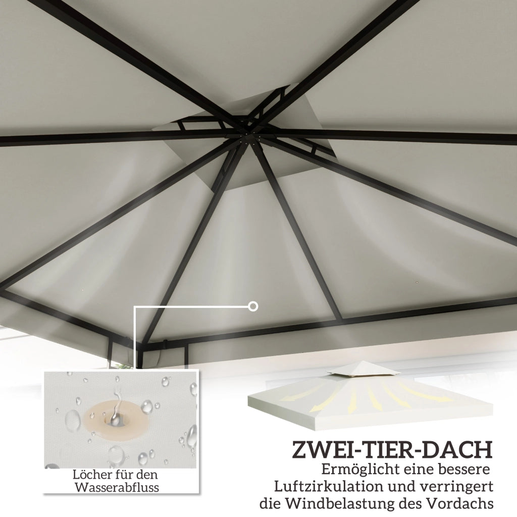 Tetto di Ricambio per Gazebo ¨C Xylo ¨C 3x3m Poliestere Beige Impermeabile