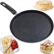 Piatto per crêpes - 22 cm - adatto per induzione e gas - antiaderente - con manico - padella per crêpes - adatto per piastre elettriche e ceramiche