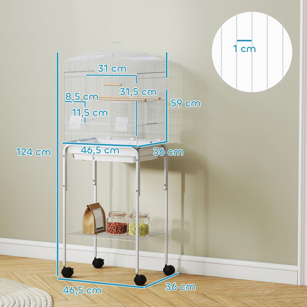 Gabbia per Uccelli con Ruote ¨C zephmum ¨C Bianco 46.5x36x124 cm