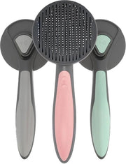 Borsetto per cani e gatti con setole per pelo corto, medio e lungo, autoigienizzante, lavabile, con pettine per gatti robusto - rosa