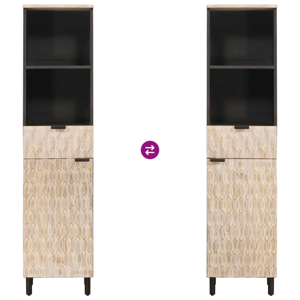 Mobile da bagno moderno rettangolare con anta e ripiano 38 x 33 x 160 cm in legno di mango nero 02_0057772