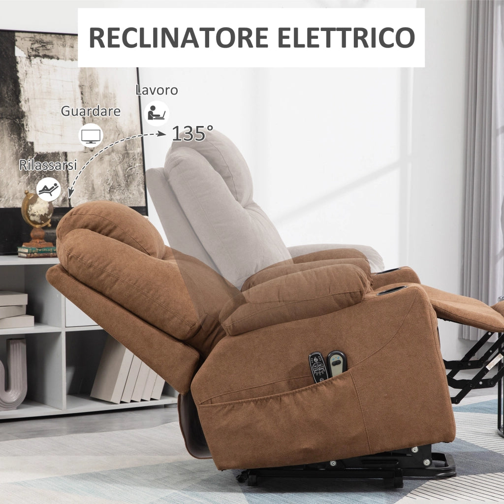 Poltrona Alzapersona Massaggiante Elettrica Reclinabile ¨C Minimal ¨C Tessuto Grigio Scuro 90x101x107 cm