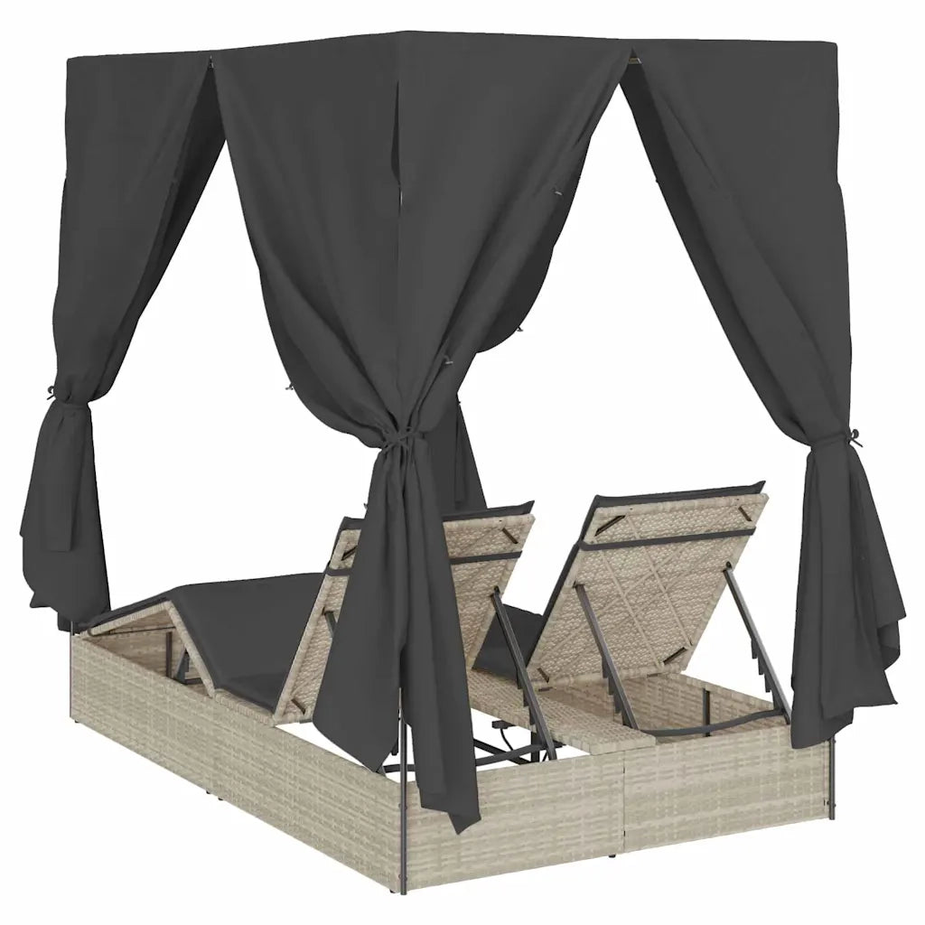 Lettino da sole doppio Grigio chiaro 205 x 129 x 200 cm 3376132