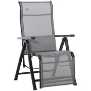 Sedia Reclinabile Pieghevole da Giardino con Cuscino Lomboare ¨C zephmum ¨C Grigio 70x65x111 cm