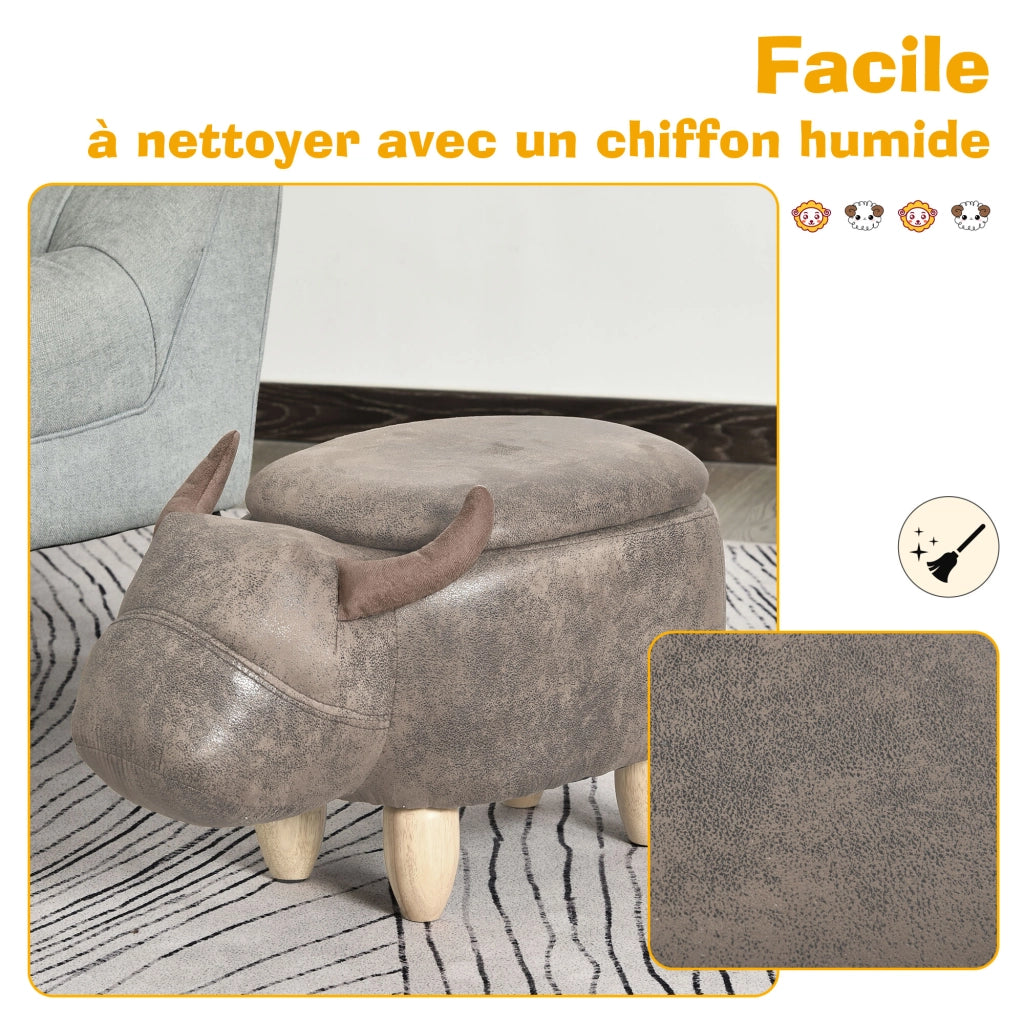 Pouf con Contenitore ¨C zephmum ¨C Marrone, Sintetico, Gambe in Legno