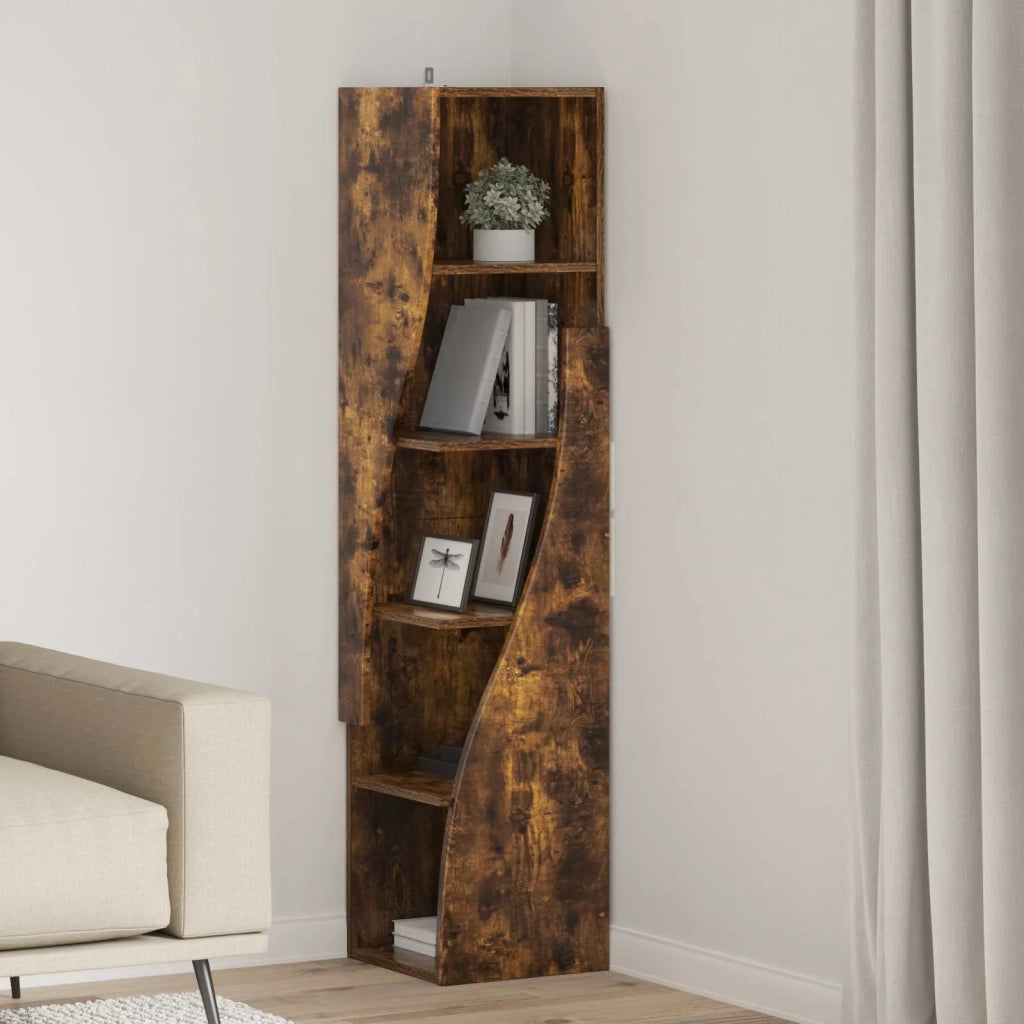 Mobile angolare 32x32x140cm Legno ingegnerizzato Rovere fumé 889880