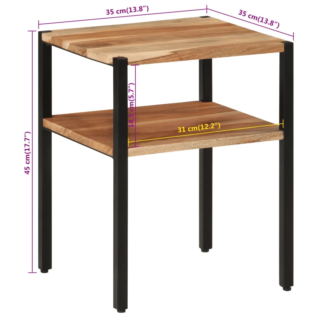 Tavolino | Tavolo laterale 35x35x45cm in Legno Massello di Acacia e Ferro