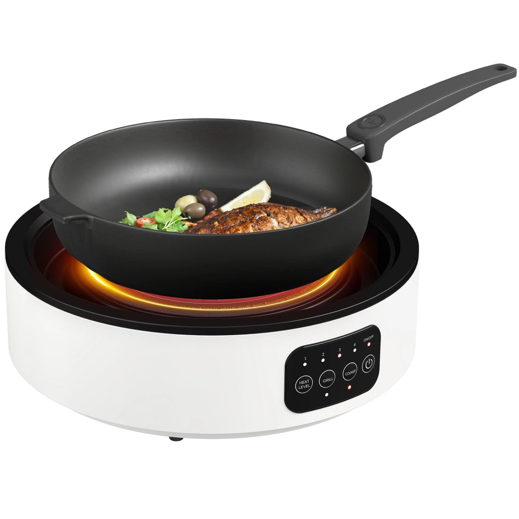Piastra Grill Barbecue 2in1 Ceramica ¨C Xylo ¨C 2000W 4 Livelli Riscaldamento Infrarossi Bianco