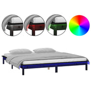 Letto matrimoniale | Letto per adulti | Giroletto con LED Nero 140x190 cm in Legno Massello