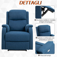 Poltrona Relax Reclinabile Elettrica 77x91x106 cm in Tessuto  Blu