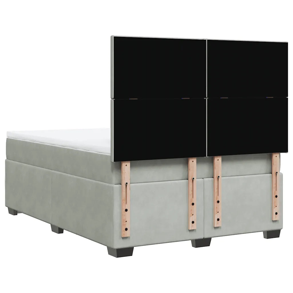 Giroletto a Molle con Materasso Grigio Chiaro 140x200cm Velluto