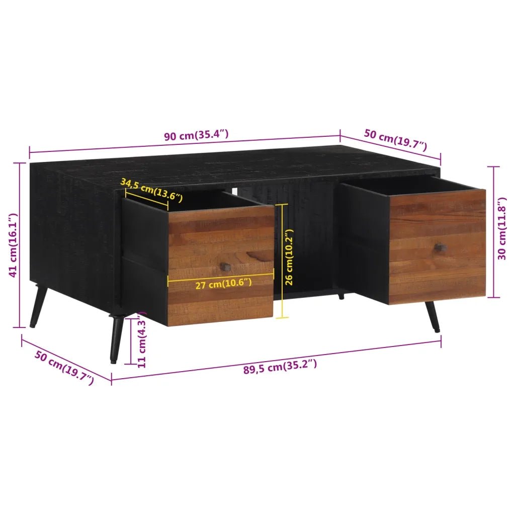 Tavolino da salotto | Tavolino da caff¨¨ | Tavolino da Soggiorno 90x50x41cm Massello Teak di Recupero