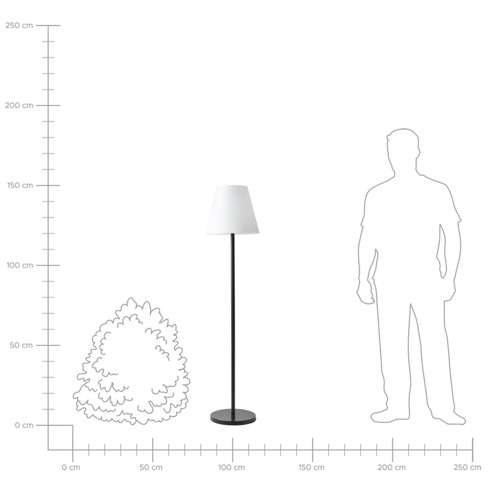 Lampada da tavolo solare a LED per esterni in materiale sintetico bianco impermeabile con base in ferro nero con telecomando