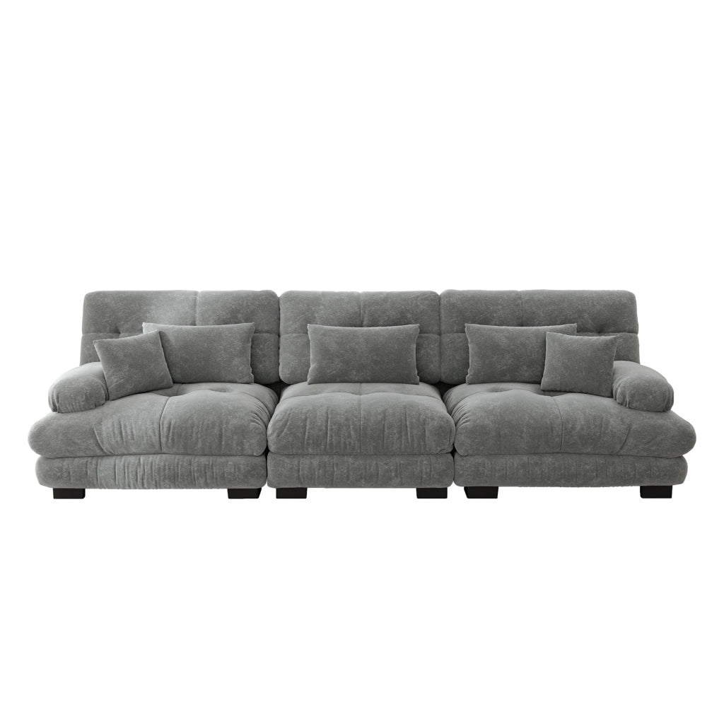 Divano Letto Angolare 3 Posti ¨C MINIMAL ¨C Chenille Grigio, Modulare
