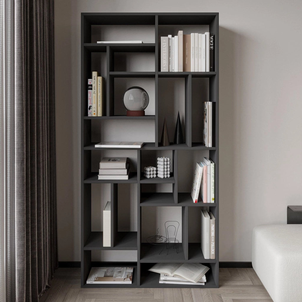 Libreria in legno "Nicola" - 90 x 30 x 180 cm - Grigio antracite