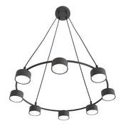 Lampadario Moderno 8 Luci Ondurguosh In Acciaio Nero Ad Anello E Cilindri