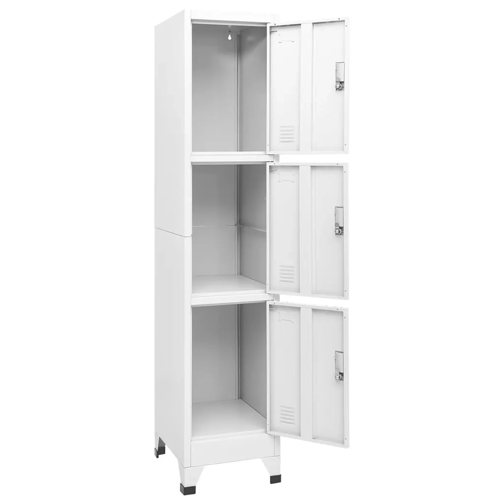 Armadietto con 3 scomparti 38 x 45 x 180 cm ideale per spogliatoi sportivi design industriale acciaio grigio 02_0046289