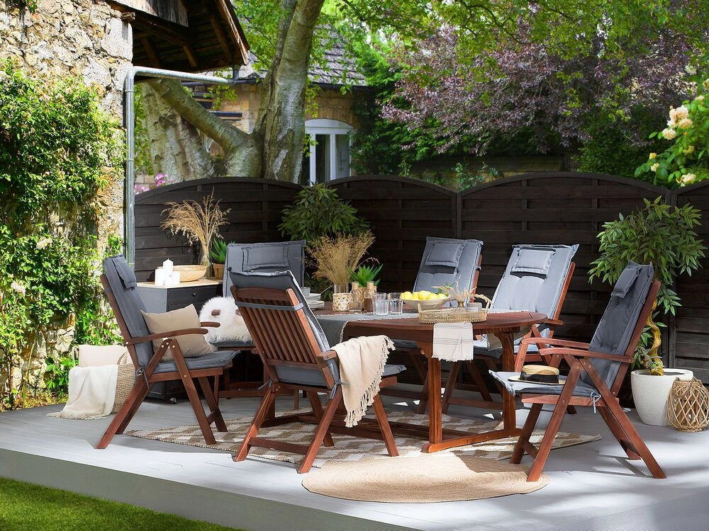 Set di 6 cuscini per sedie da giardino Cuscino per schienale in poliestere blu Design moderno Cuscino per esterni