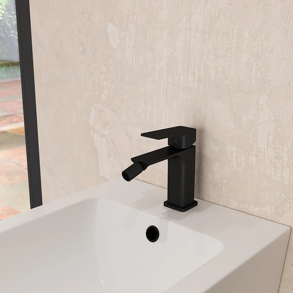 Coppia miscelatori lavabo ad incasso bidet senza scarico nero opaco | Ingrid