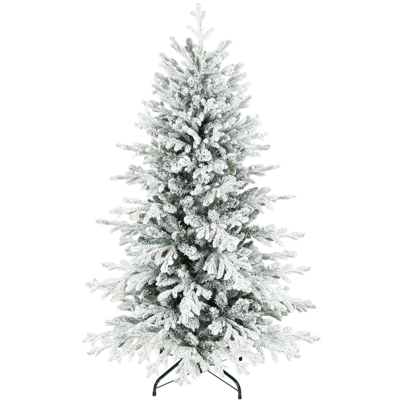 Albero di Natale artificiale, 150 cm, con neve, 1162 rami, supporto in metallo pieghevole.