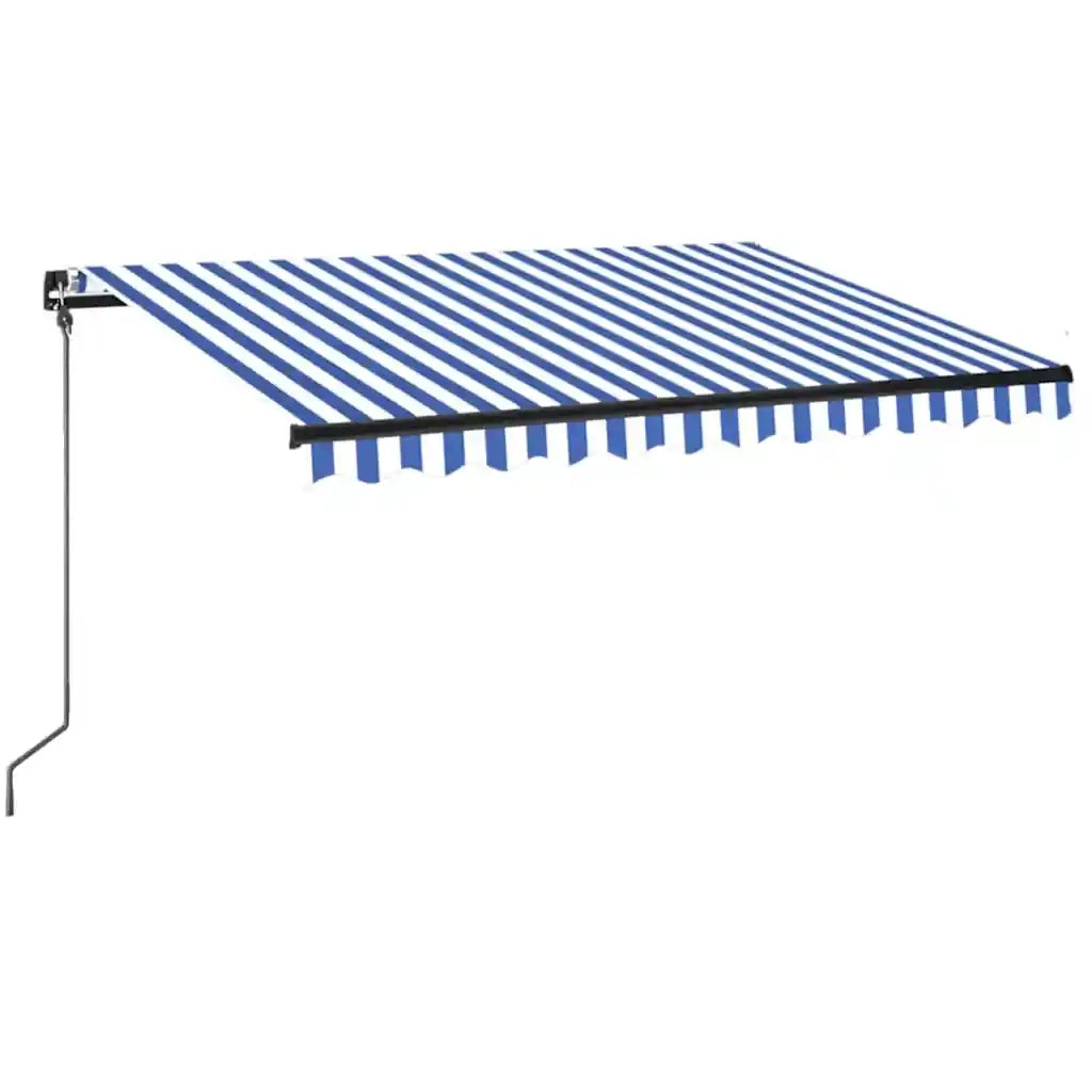 Tenda da Sole Retrattile Manuale con LED 350x250cm Blu e Bianca 3069081