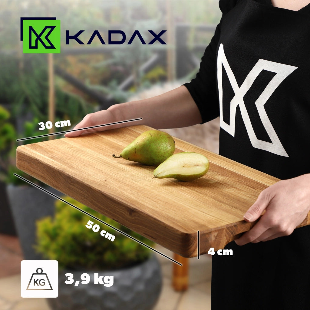 Tagliere da cucina in legno KADAX 50x30cm per servire, blocco grande in rovere