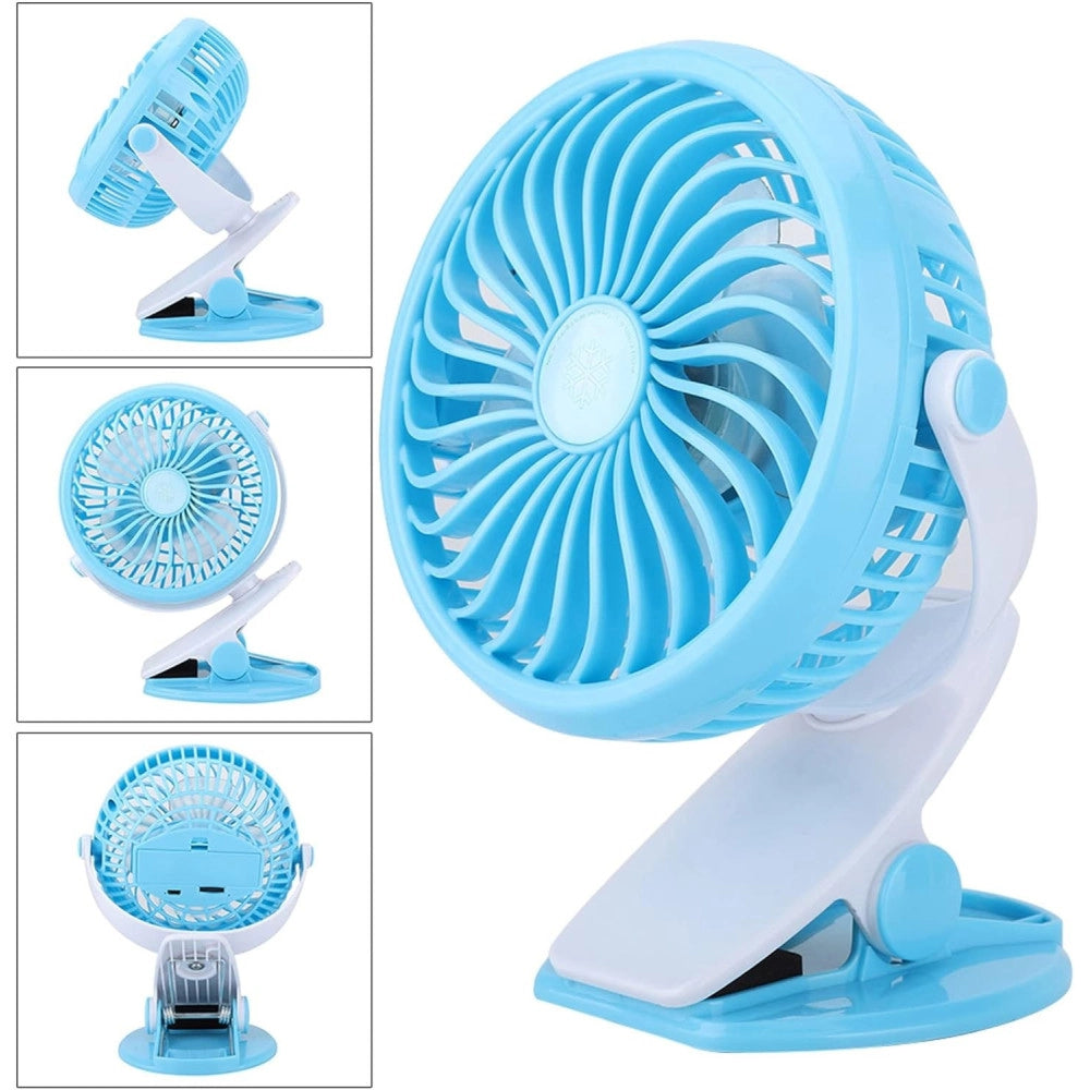Trade Shop - Ventilatore Orientabile A 4 Pale Stand Con Pinza A Clip Rotazione A 360 Gradi -