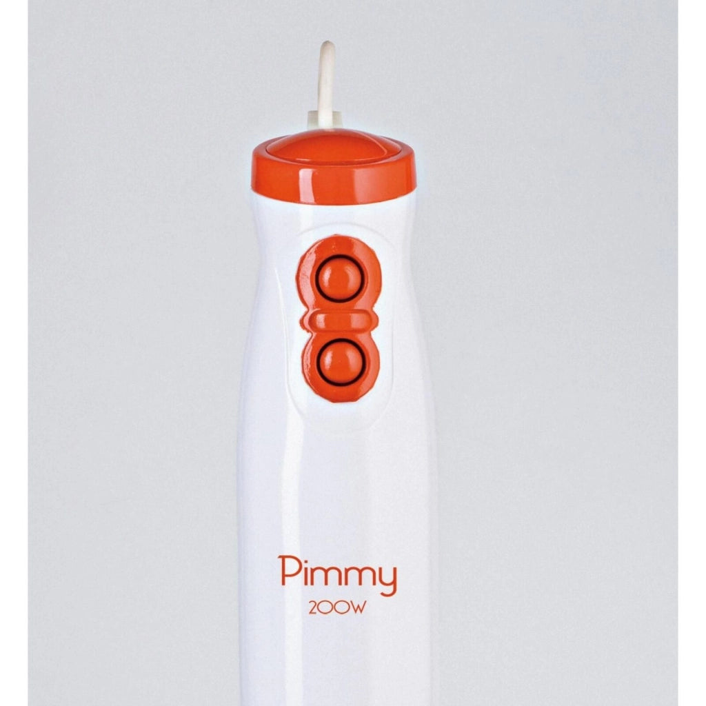 Ariete 881 Pimmy 200 - Frullatore a immersione - Gambo rimovibile e lame in Acciaio Inox - 2 velocità - 200 Watt - Bianco e Arancio